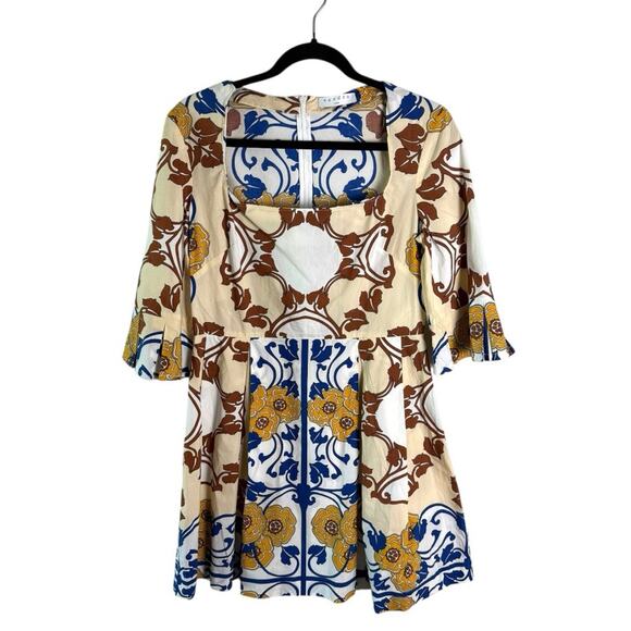 Sandro Paris Baroque Print Multicolor Cotton Mini Dress EU Size 3 ((UPCYCLED)) - Picture 1 of 16